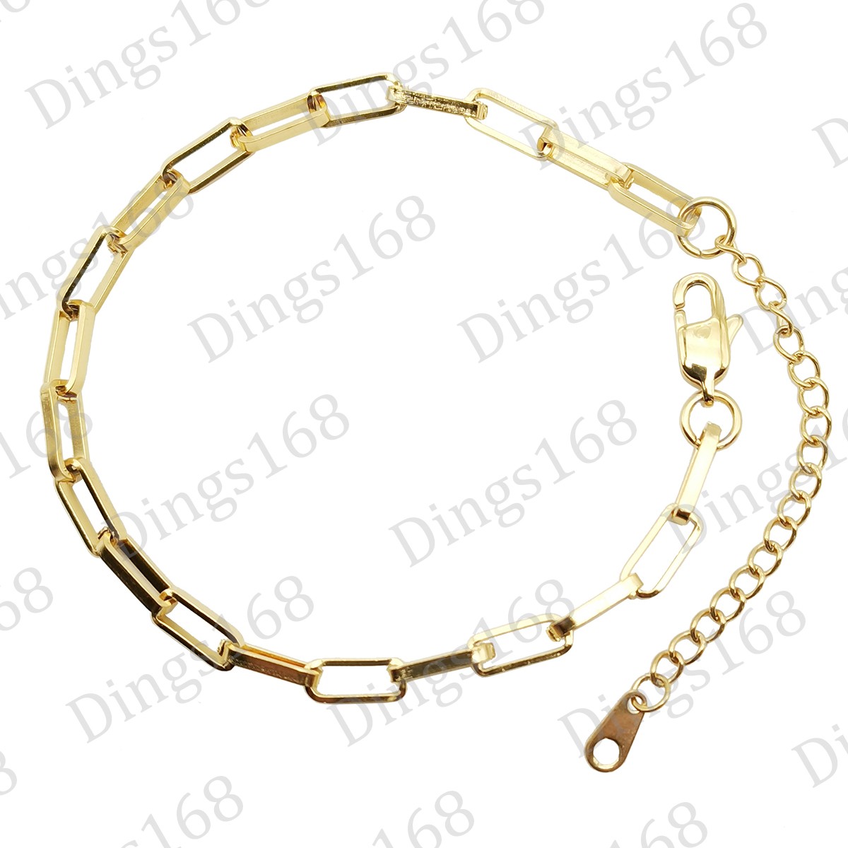 18K Yellow Gold Filled Traditional 4mm Paper Clip Chain Bracelet, Tarnish-Free
