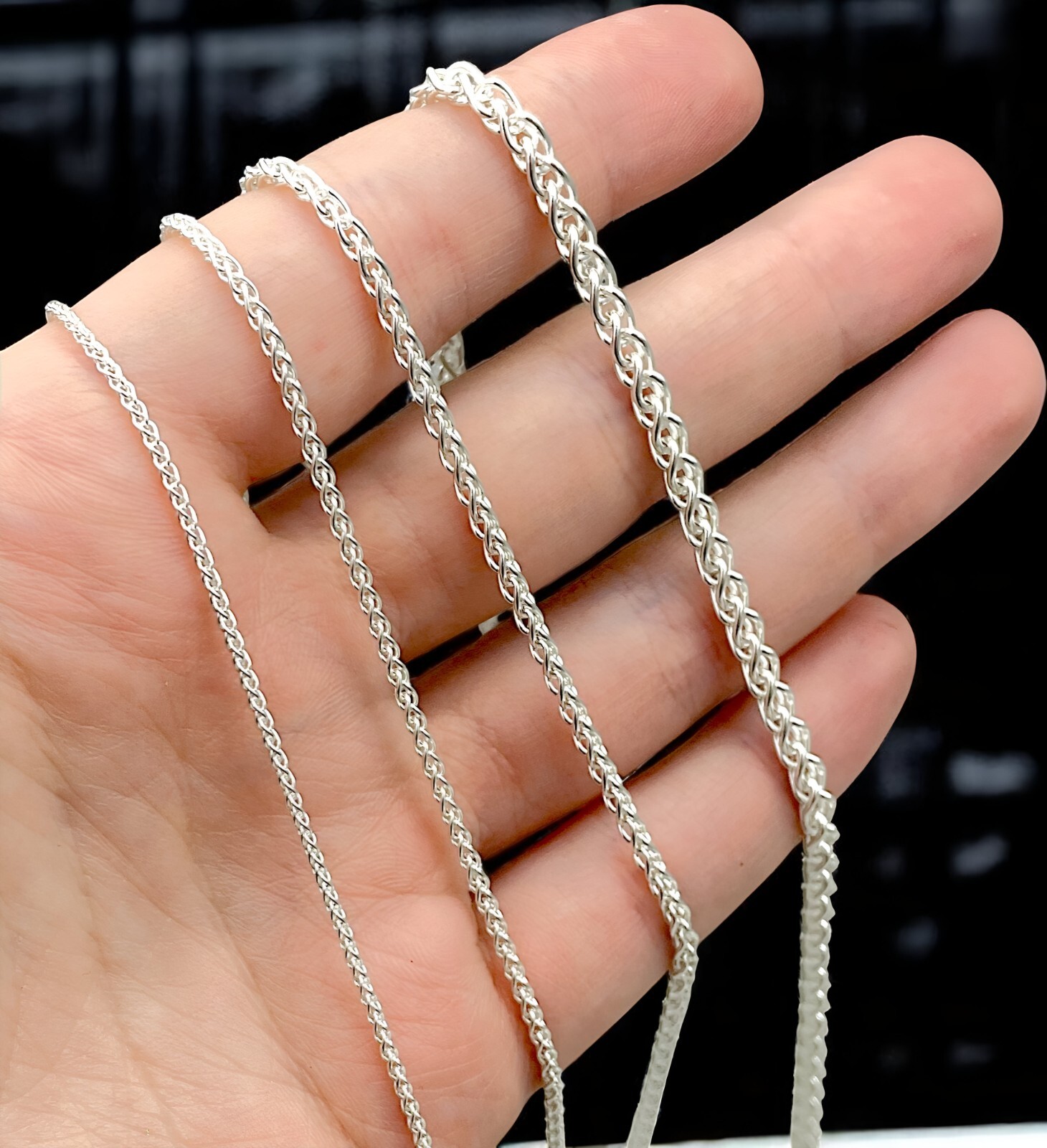 SPIGA WHEAT CHAIN NECKLACE 925 STERLING SILVER “ITALY” ALL SIZES
