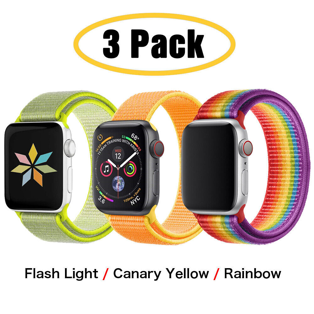 3 PACK Nylon Sport Band Strap For Apple Watch Series 10 9 8 7 6 5 4 SE 38/49mm