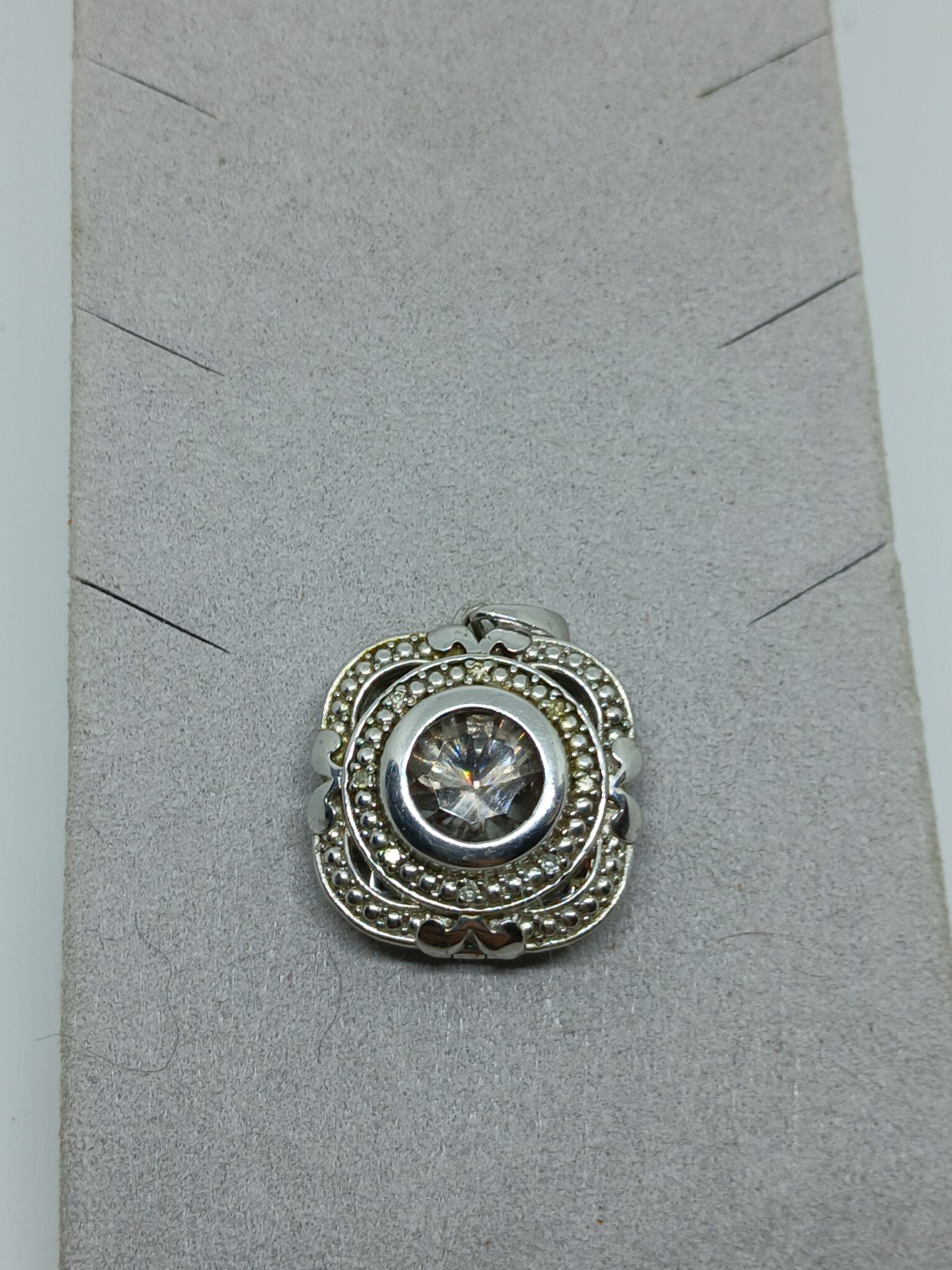Sterling Silver & Very Light Blue Topaz Picture Pendant Stone