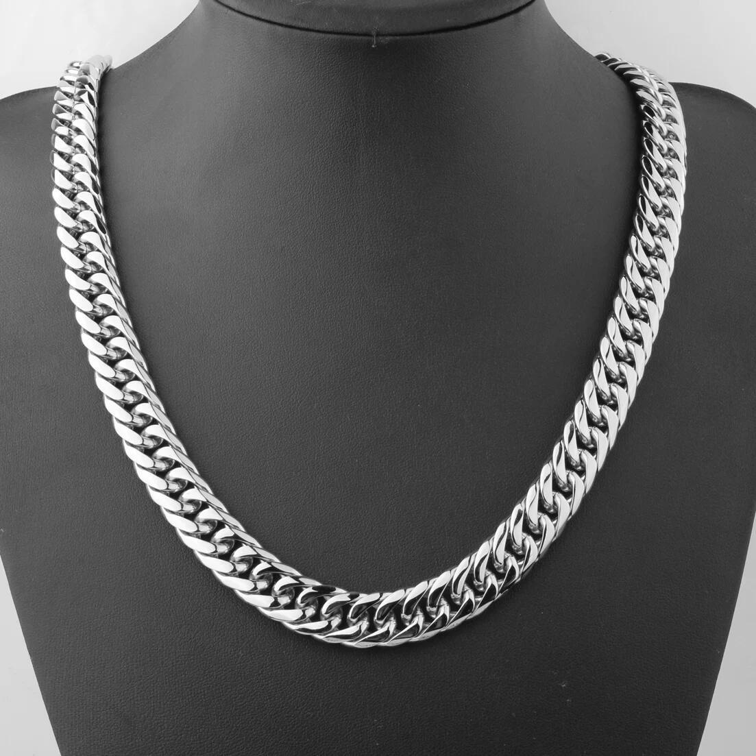 Heavy Men’s Stainless Steel Curb Cuban Link Chain Necklace 9/11/13/16/19/21mm