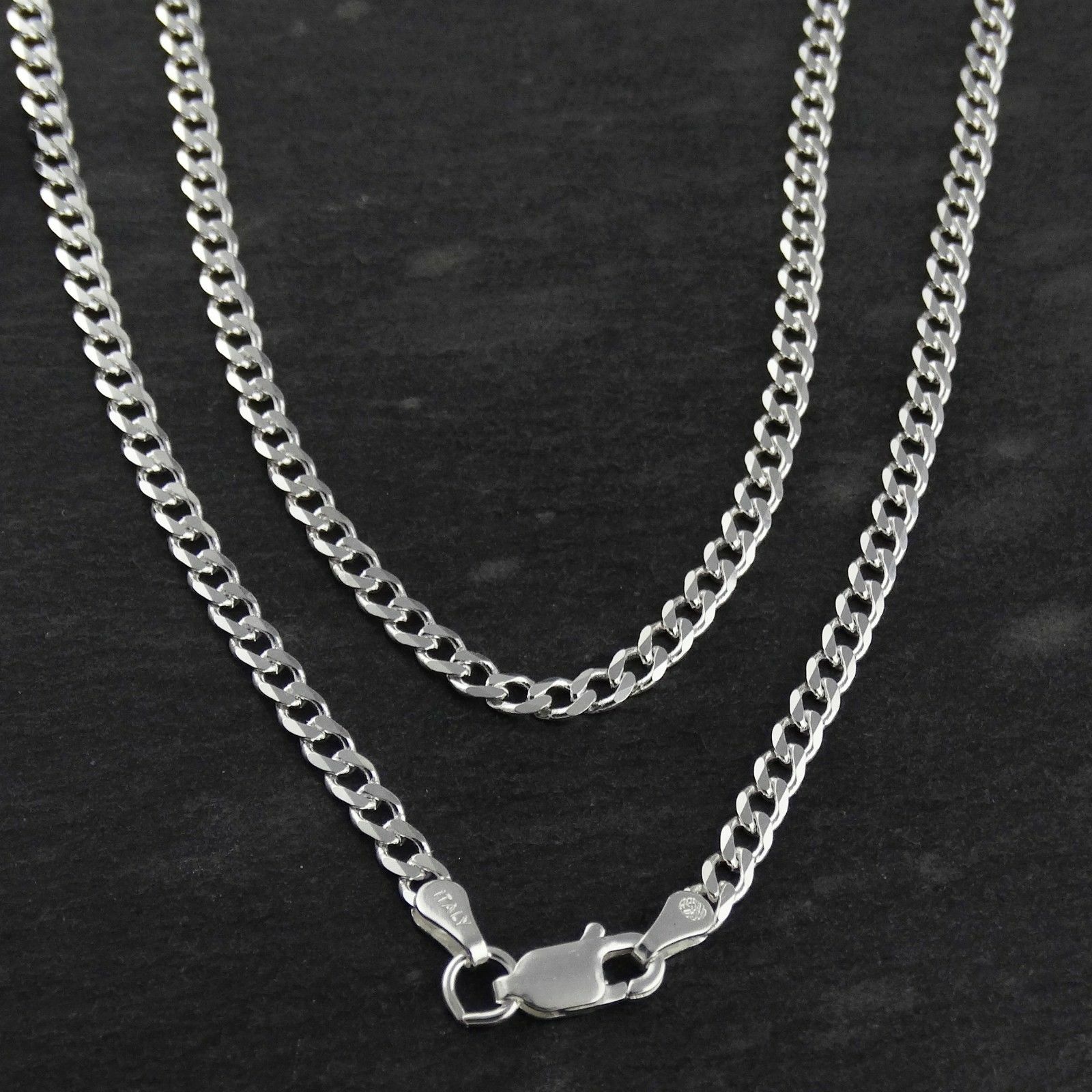 3.1mm Curb Chain Necklace – 925 Sterling Silver – 080 Italy 16″- 30″ Italian
