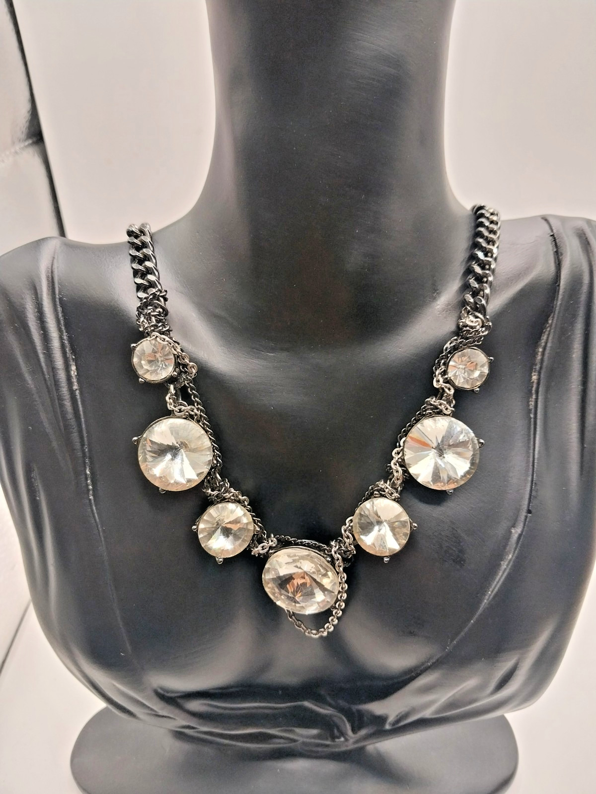 Vintage Vera Wang layered Knot foil back Rhinestone Necklace