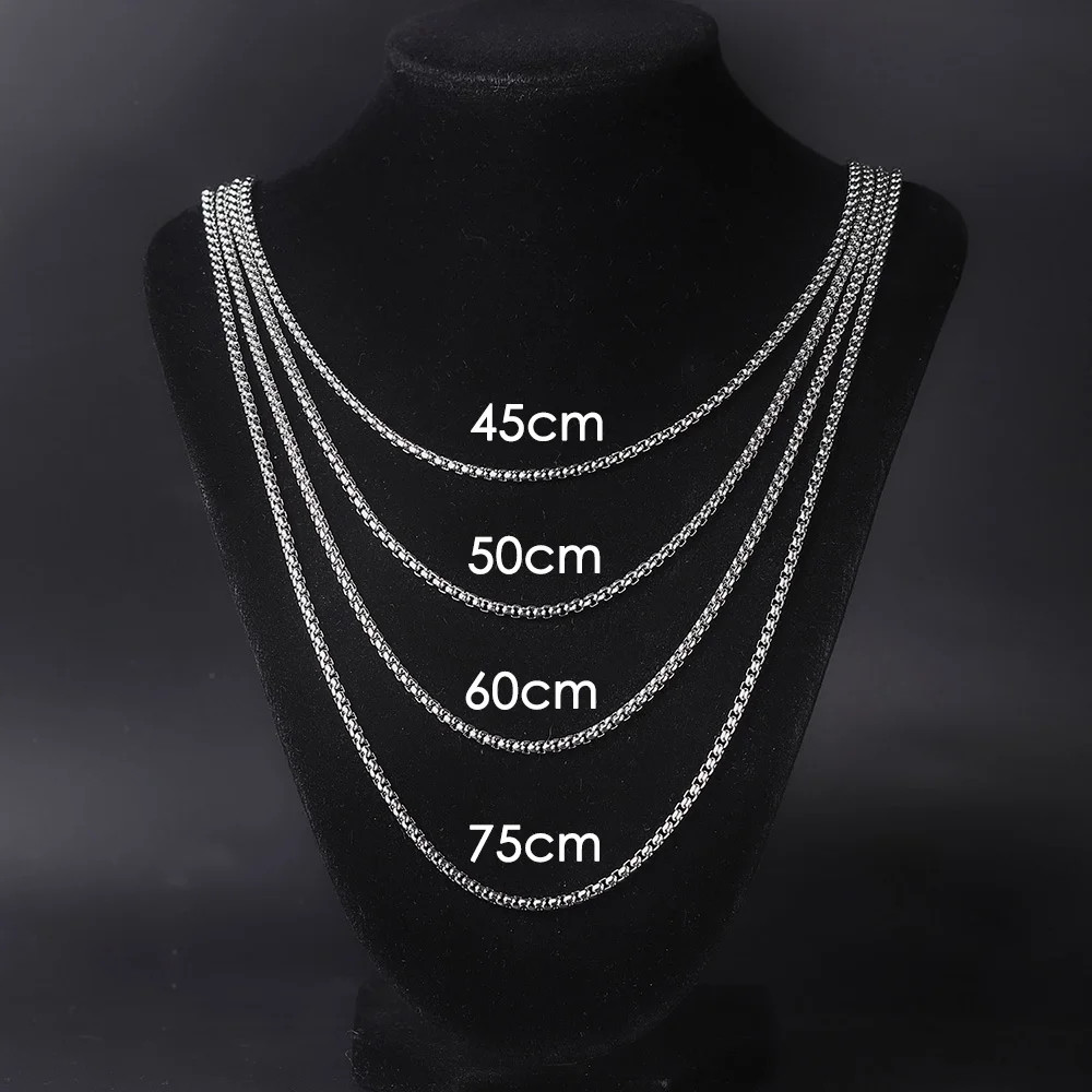Hip Hop Necklaces For Men Women Gold Color Stainless Steel Necklace 3MM Square P