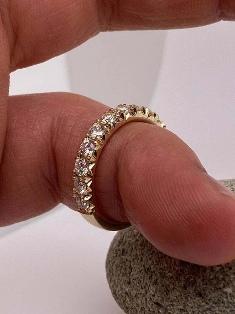 2Ct Moissanite Round Cut Anniversary Wedding Band Ring 14k Yellow Gold Plated