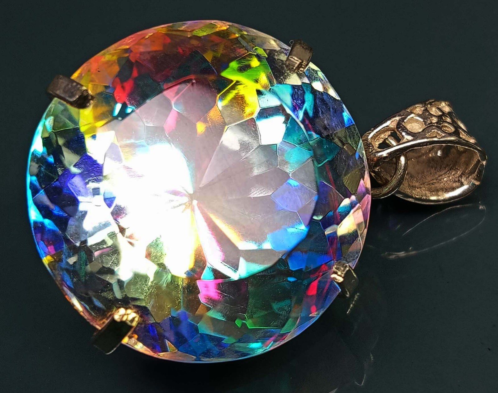 86.20 Ct Mystic Topaz Round Cut Pendant Natural Loose Gemstone Locket Certified