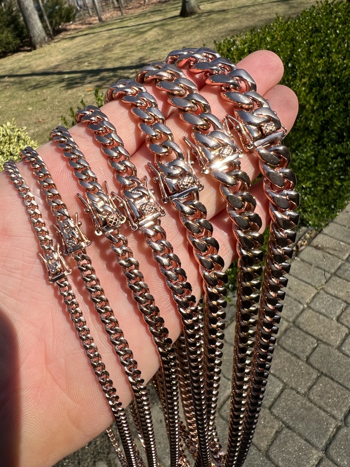 Miami Cuban Link Chain Necklace 14k Rose Gold Stainless Steel 4-18mm