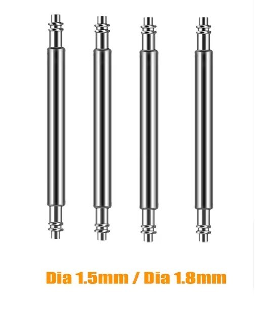 10 pcs Watch Spring Bar Pins Watchband Stainless Steel -Diameter 1.5mm or 1.8mm