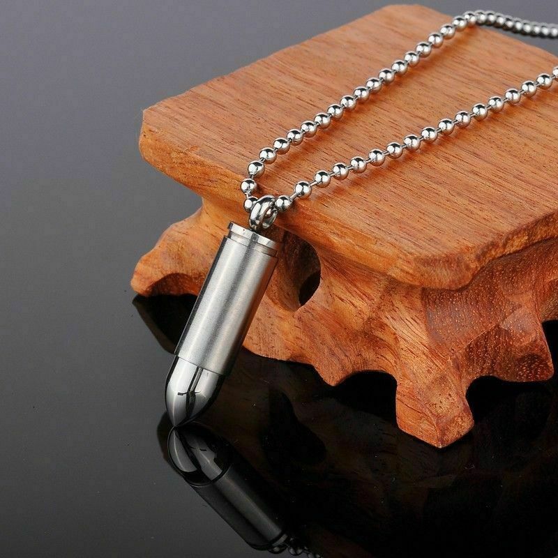 Bullet Urn Necklaces for Ashes Stainless Steel Cremation Jewelry Memorial Chain