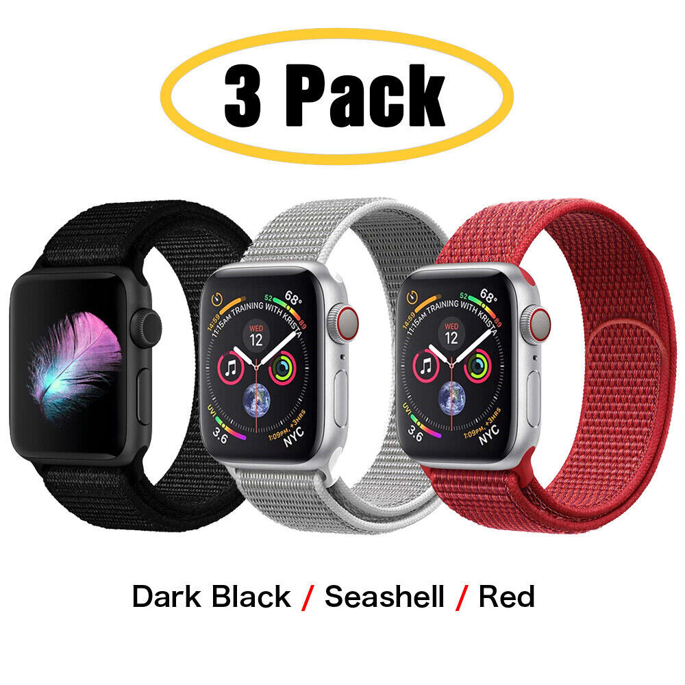 3 PACK Nylon Sport Band Strap For Apple Watch Series 10 9 8 7 6 5 4 SE 38/49mm