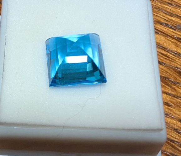 Swiss Blue Topaz 10mm Princess Cut 10.85 cts