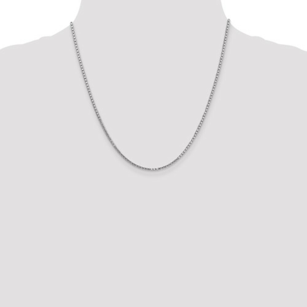 Box Pendant Chain Necklace in 14K White Gold – 7″ -30″ Length