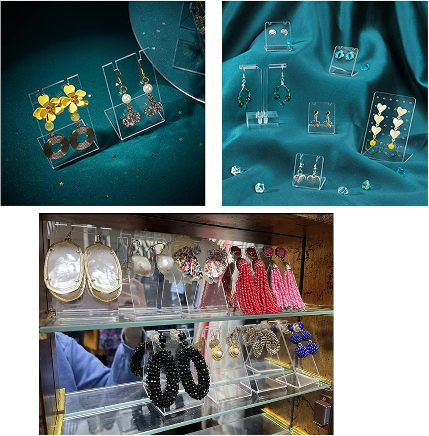 10Pcs Acrylic Earring Holder Single Pair L-Shape Jewelry Displays Stand Earring