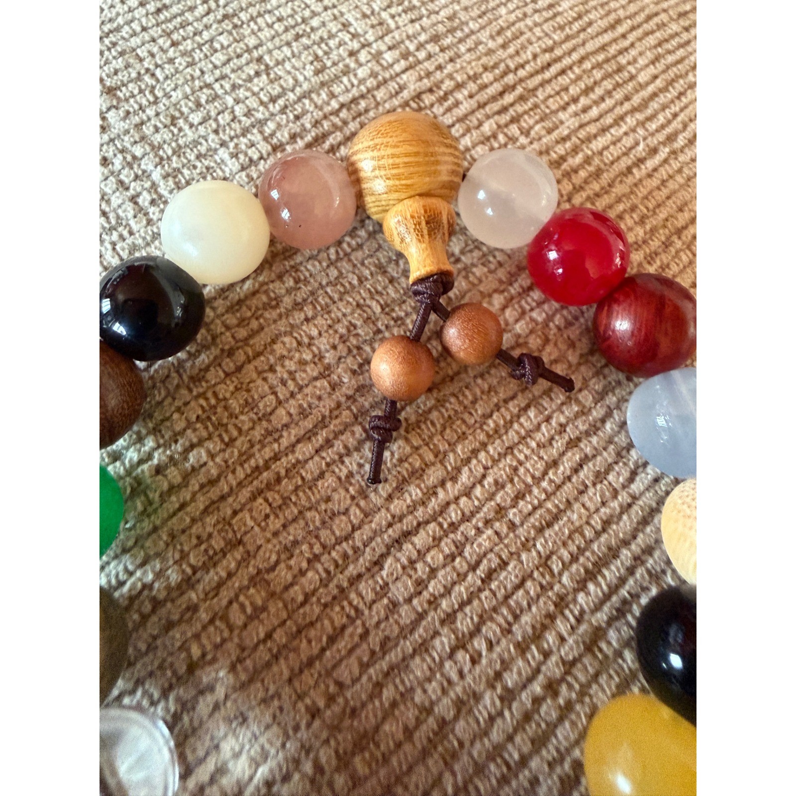 Beaded Bracelet Buddhist 18 seed Bodhi Mixed Stone Wood Jewelry buddha Good Luck