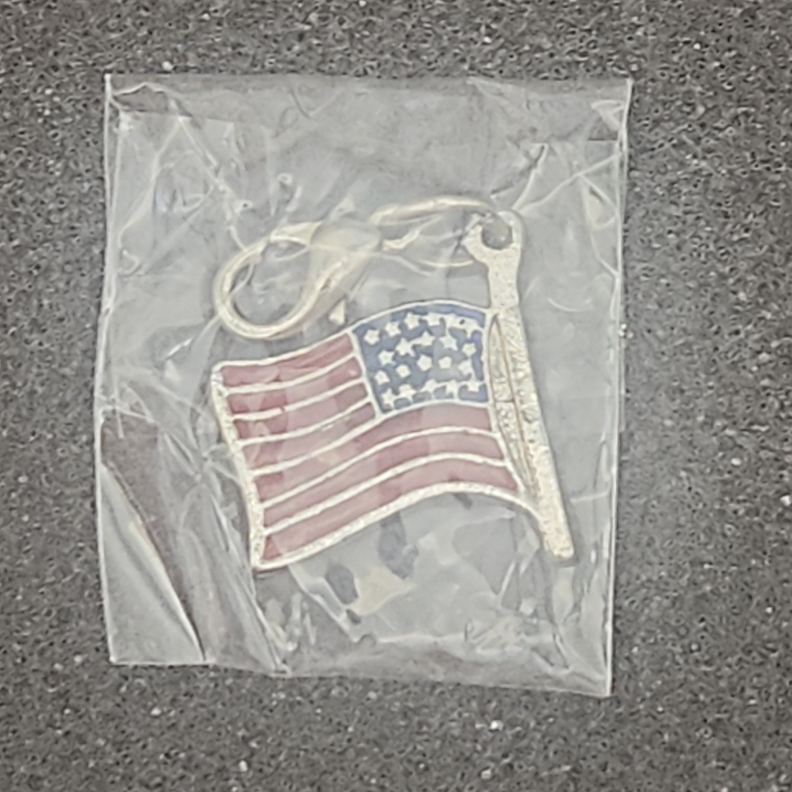 Pendant Silver Color United States US Flag Charm Colored Necklace Lobster Claw