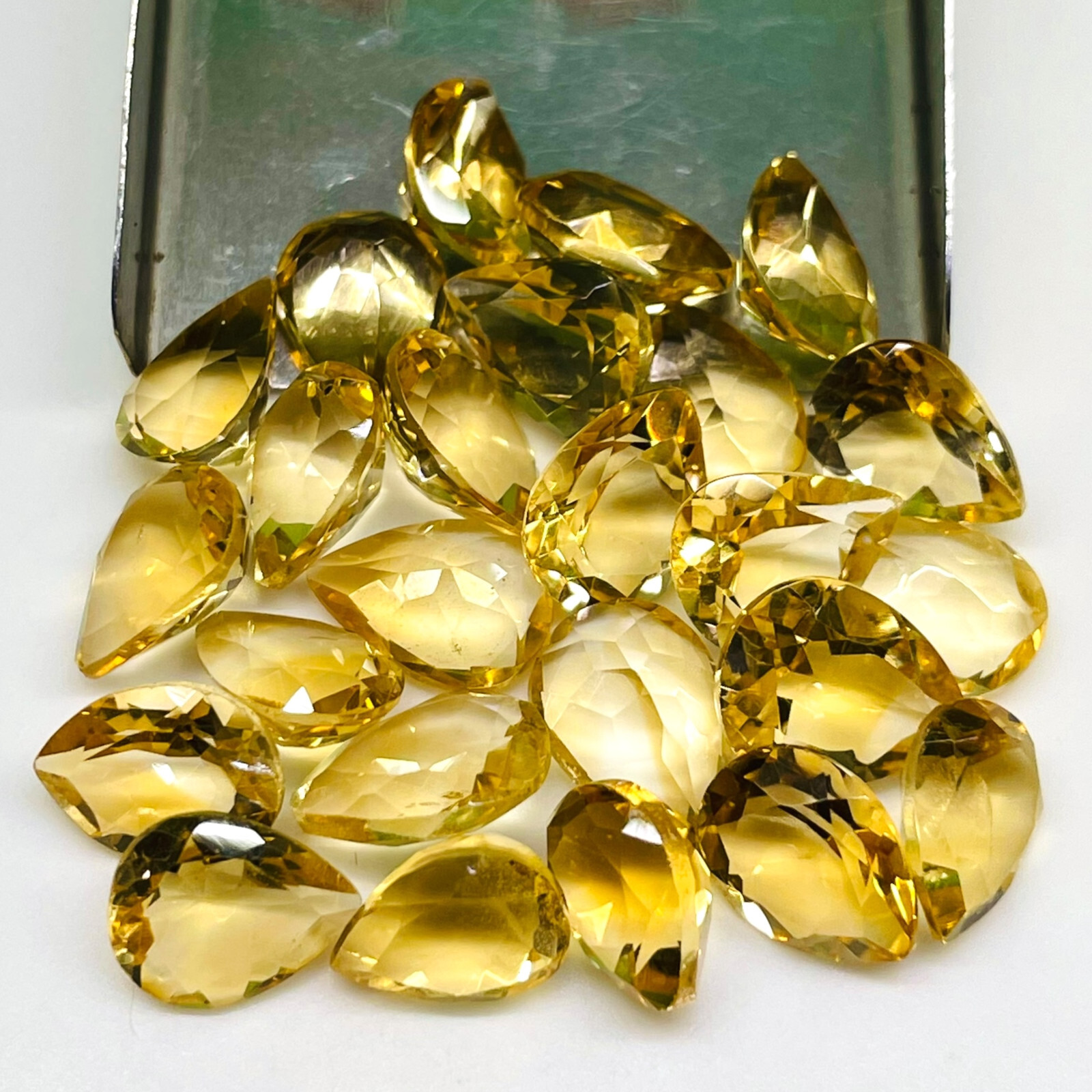 VVS 25 Pcs Natural Brazilian Citrine 9-10mm Pear Cut Loose Untreated Gemstones