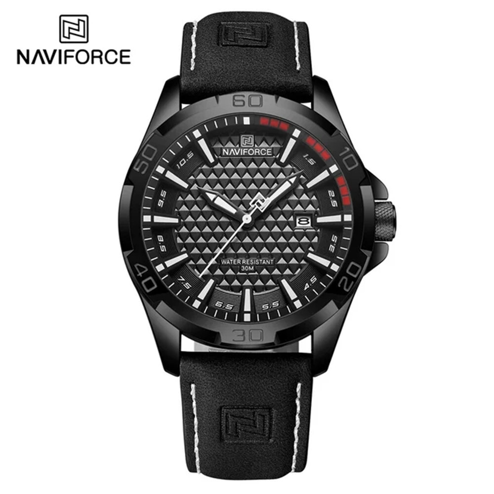 NAVIFORCE Men Quartz Watch Leather Watch Gifts Simple Dial Male Sport Wristwatch