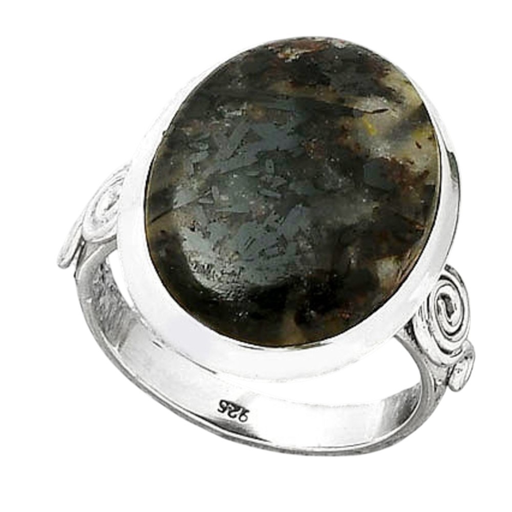 Natural Astrophyllite 925 Sterling Silver Ring s.8.5 Jewelry R-1062