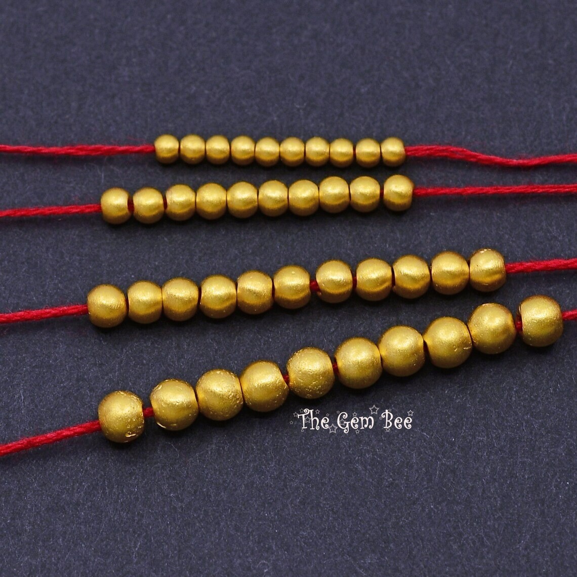 18k Yellow Gold 2/2.5/3/3.5mm Matte Finish Handmade Off Round Spacer Bead (10)