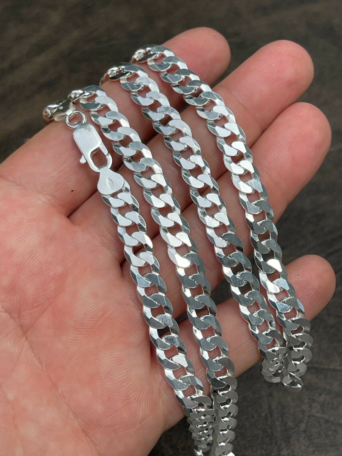REAL Solid 925 Silver Flat Miami Curb Cuban Link Chain Necklace 3-11mm 16-30″