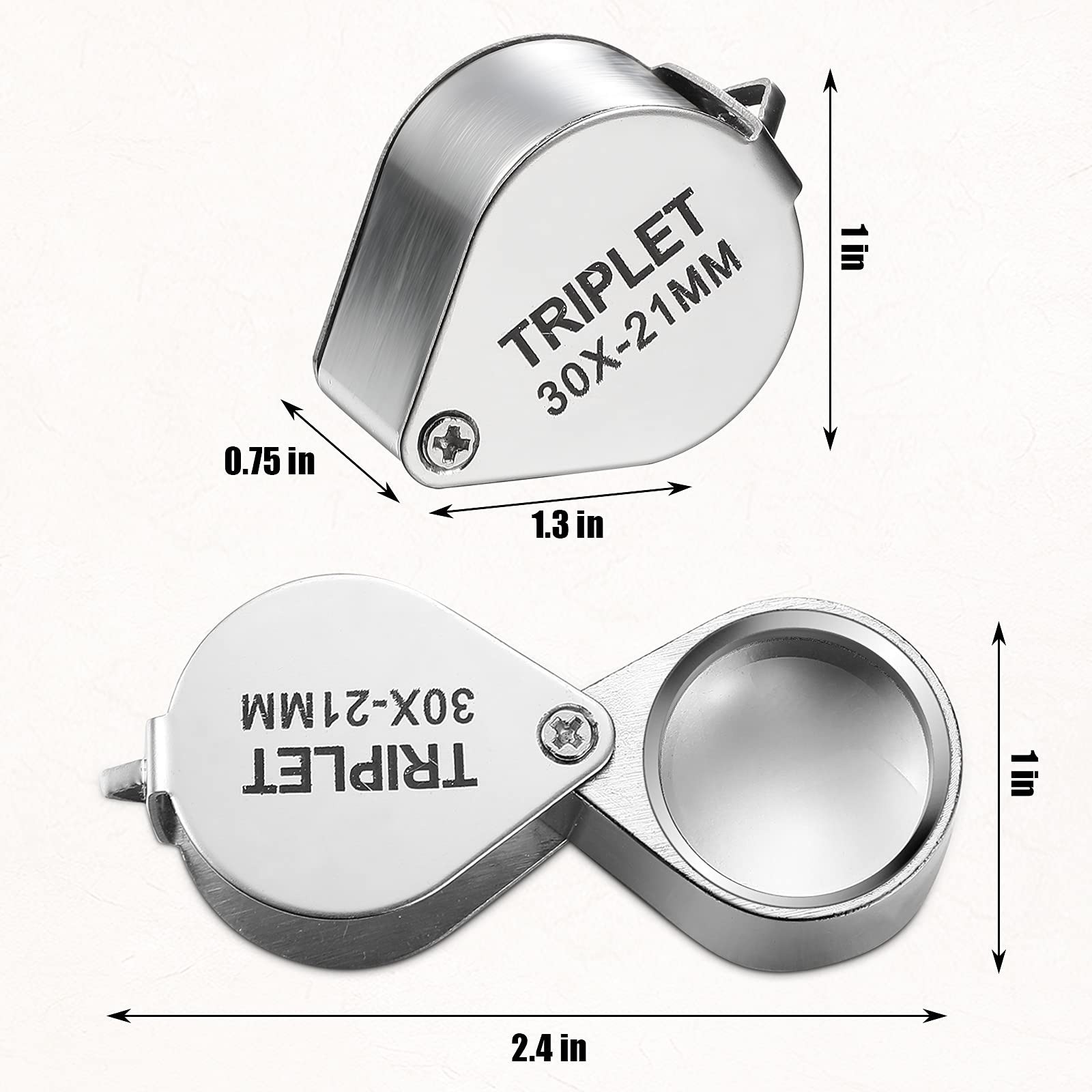 Frienda 3 Pieces Jewelers Eye Loupe Set 10X, 20X and 30X Pocket Jewelry Loupe, J