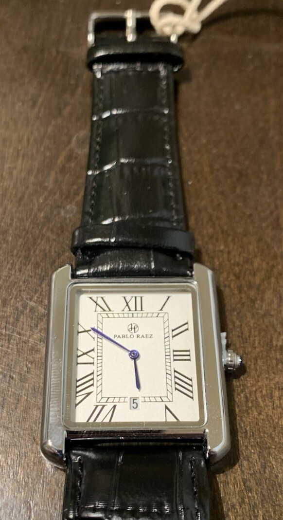 Pablo Raez 40mm Black Leather Men’s Big Square Tank Quartz Watch Ships From USA