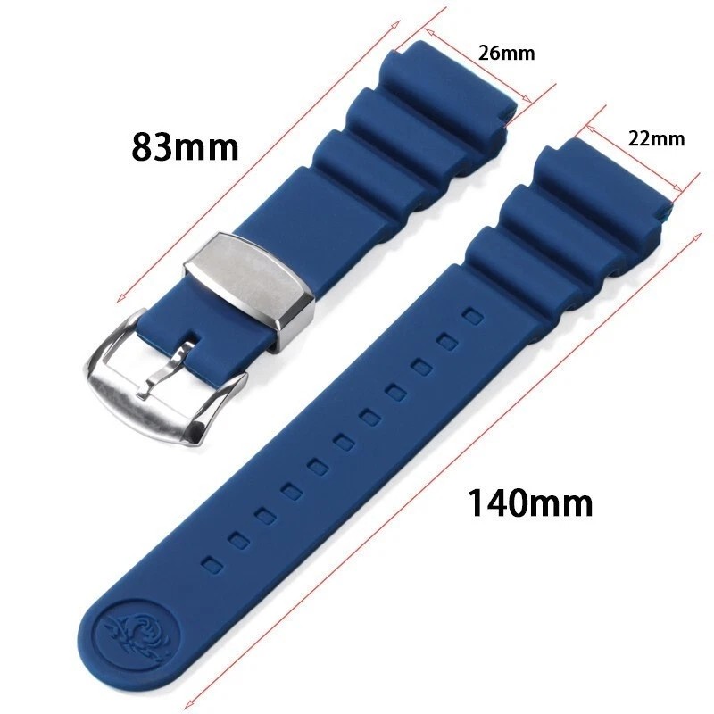 20mm-22mm for SEIKO Prospex BLACK SRP779 SRPC91 Silicon Rubber Watch Band.