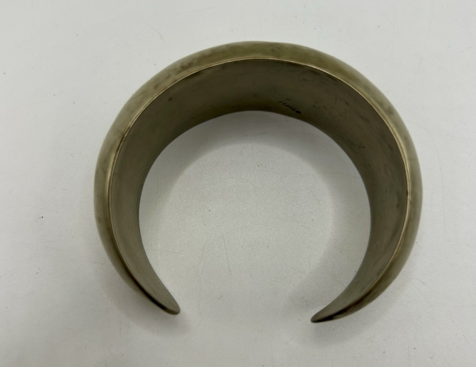Vintage Mexico Modernist Wide Cuff Bracelet Silver Tone 33g