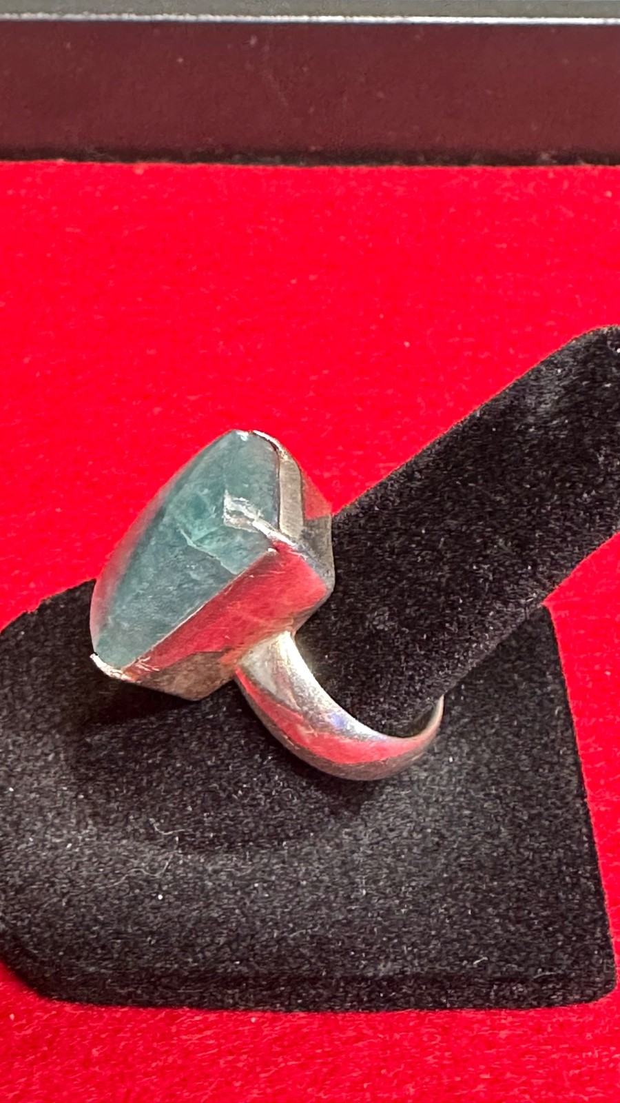 Vintage Nepal 925 Sterling Silver Blue Stone Statement Ring Sz 6 Signed READ