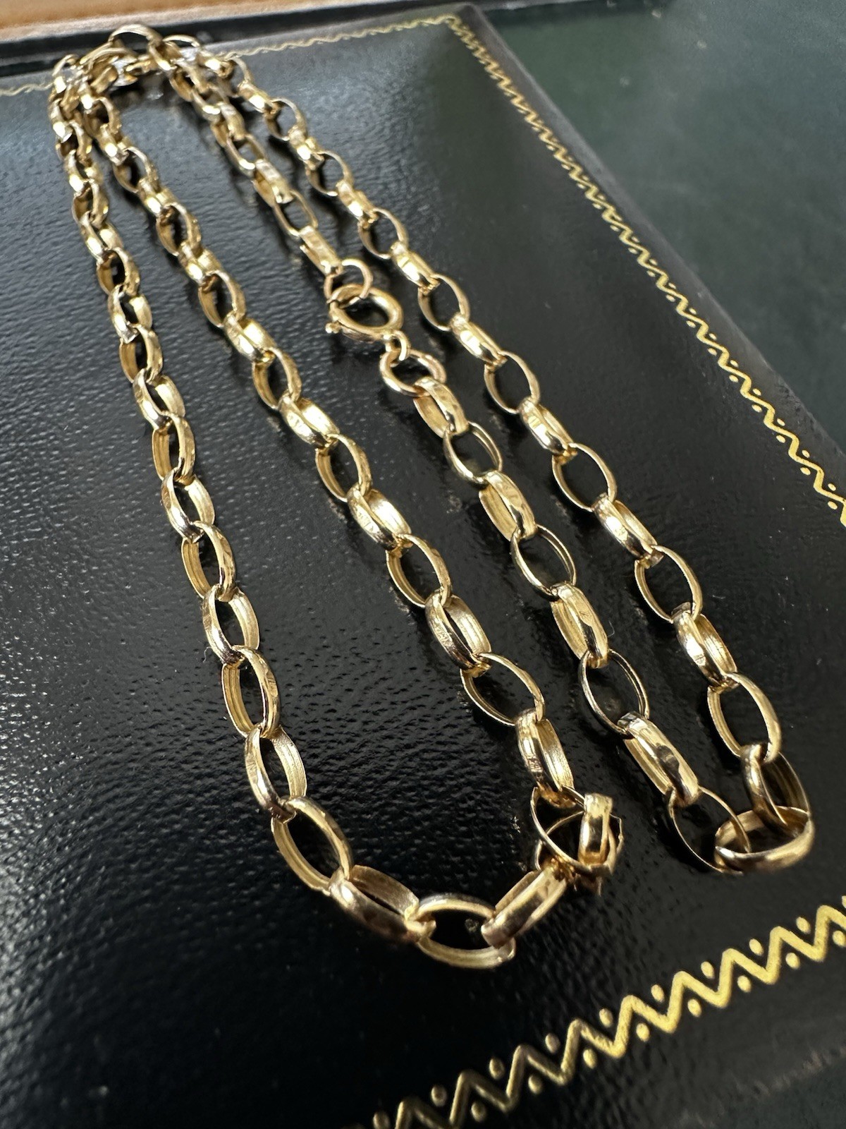 Vintage 9K Gold Belcher Choker Chain Necklace 3.65g B’ham Hallmark Unisex, Boxed