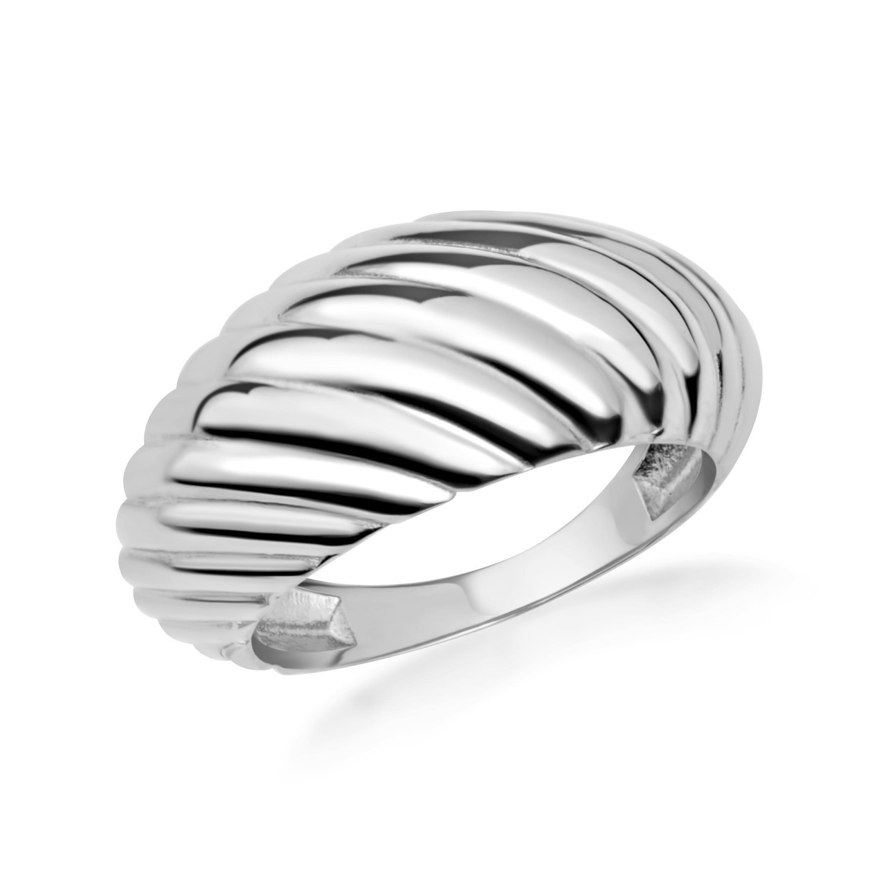 Gold Ribbed Dome Ring (Available in Yellow/Rose/White Gold)