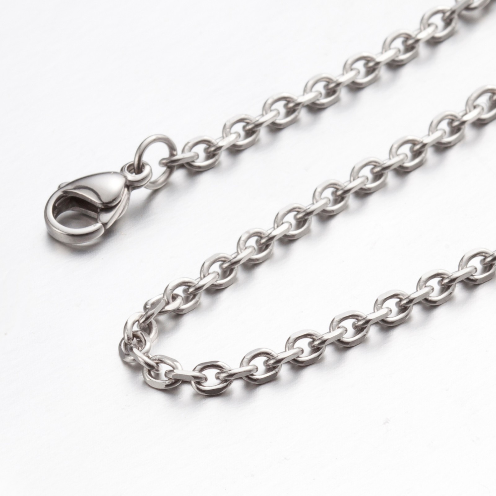 2mm-5mm 10″-100″ Silver Stainless Steel Cross Chain Link Necklace HN5 US Seller