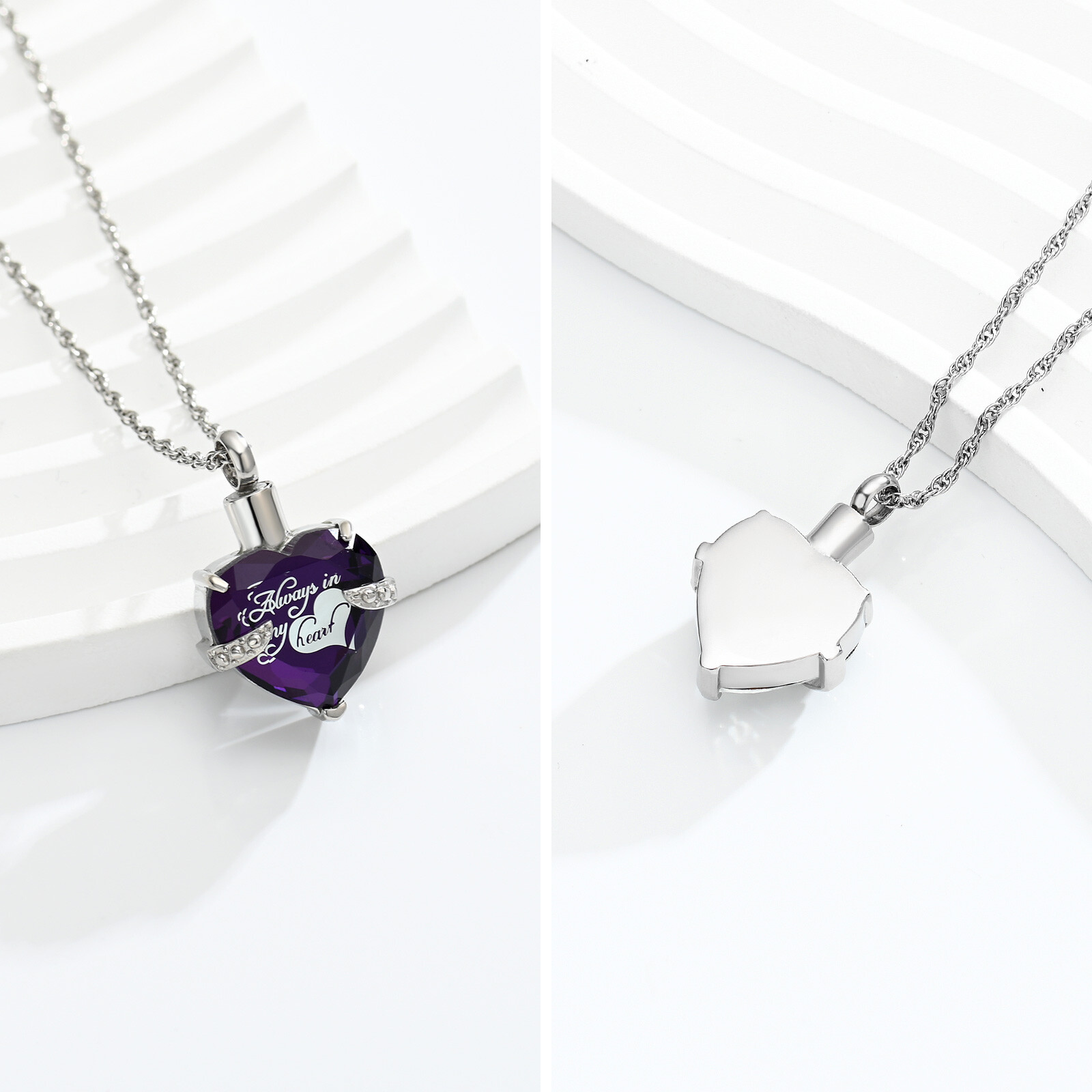 Crystal Cremation Jewelry for Ashes – Heart Urn Pendant Memorial Ashes Necklace