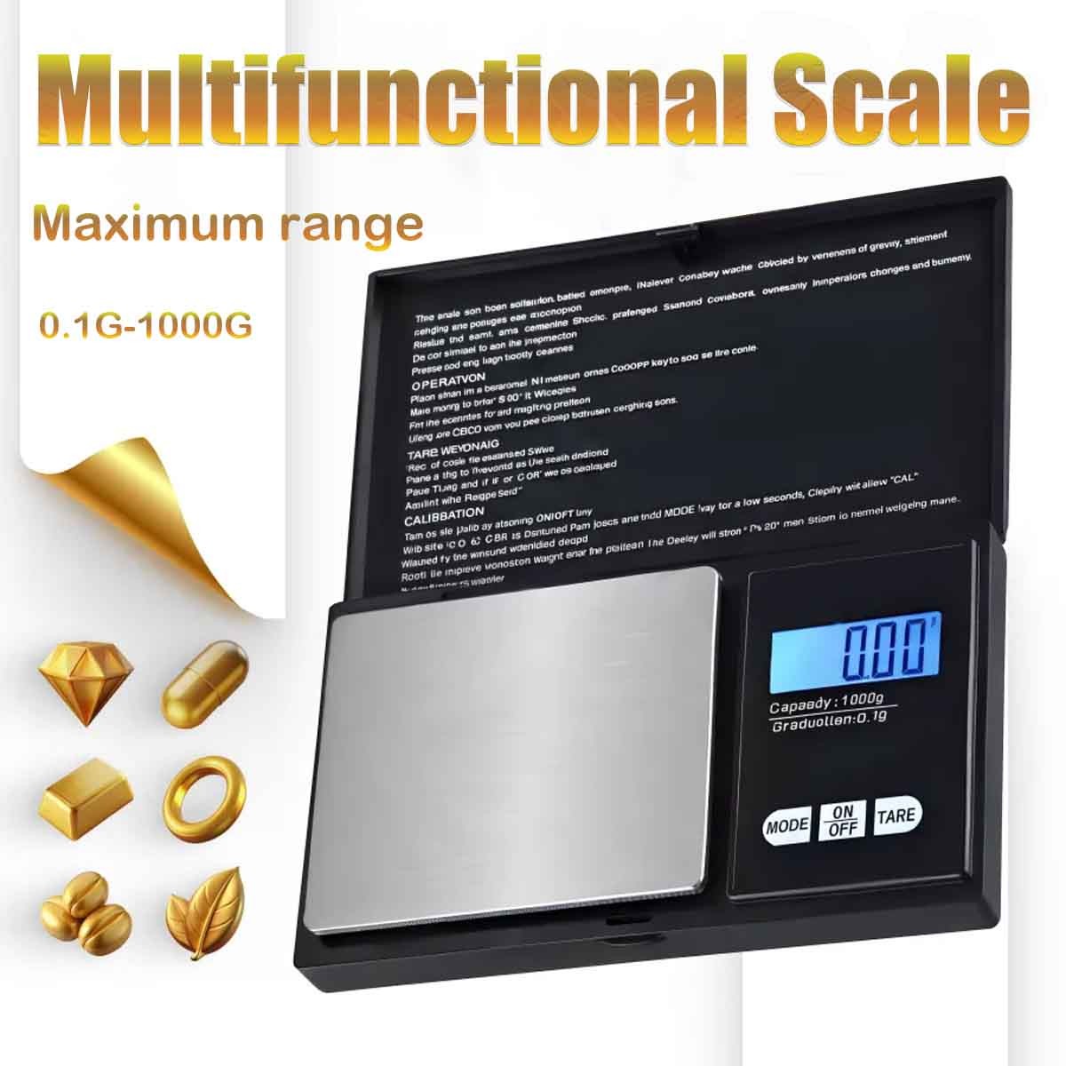 1000g x 0.1g Digital Pocket Scale 0.1g Precision Jewelry Scale with Hard Case
