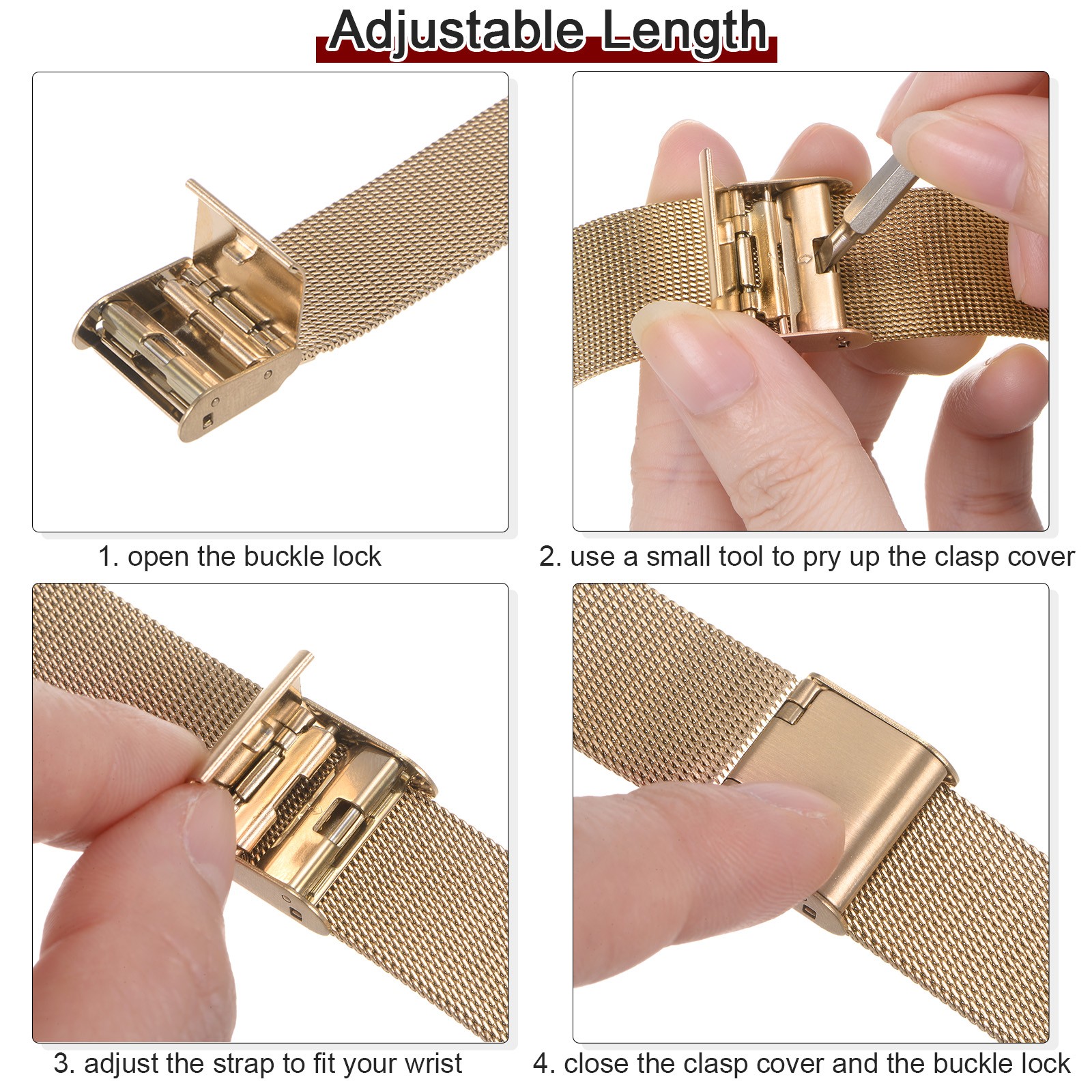 316L Stainless Steel Mesh Watch Band 22mm Quick Release Adjust Strap, Silver