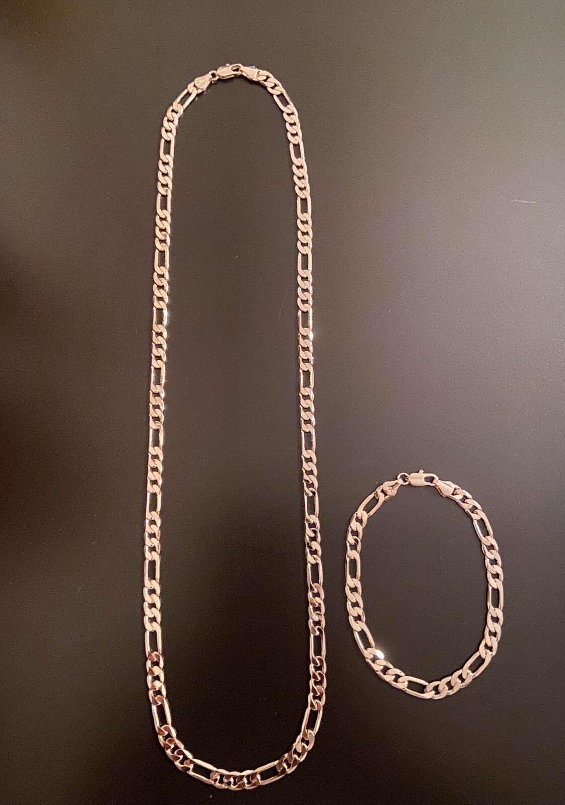 Gold Chain Figaro 24in 6mm and Figaro Bracelet 8in 6mm Bundle Set