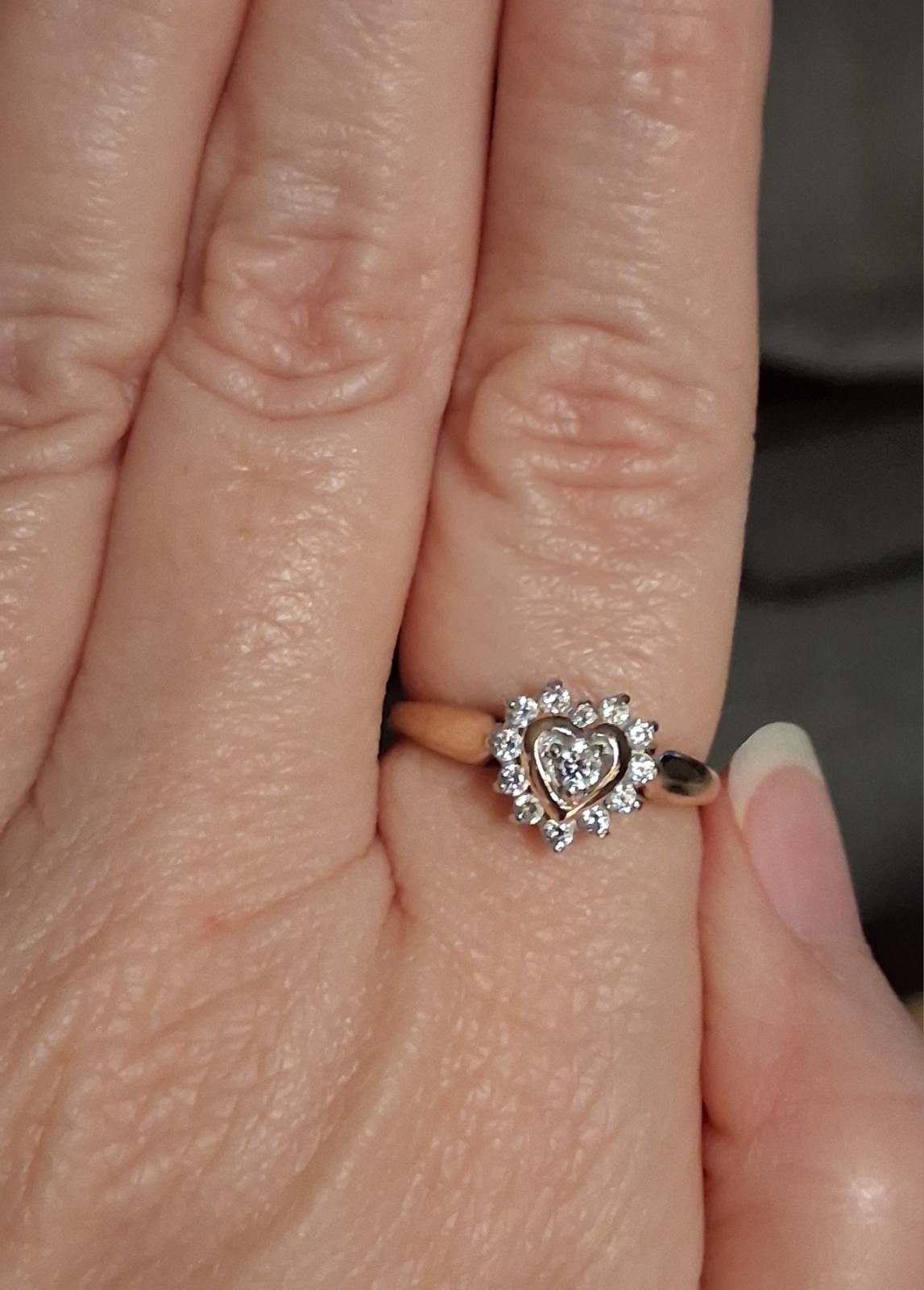 10k Yellow Gold Heart Cubic Zirconia Ring