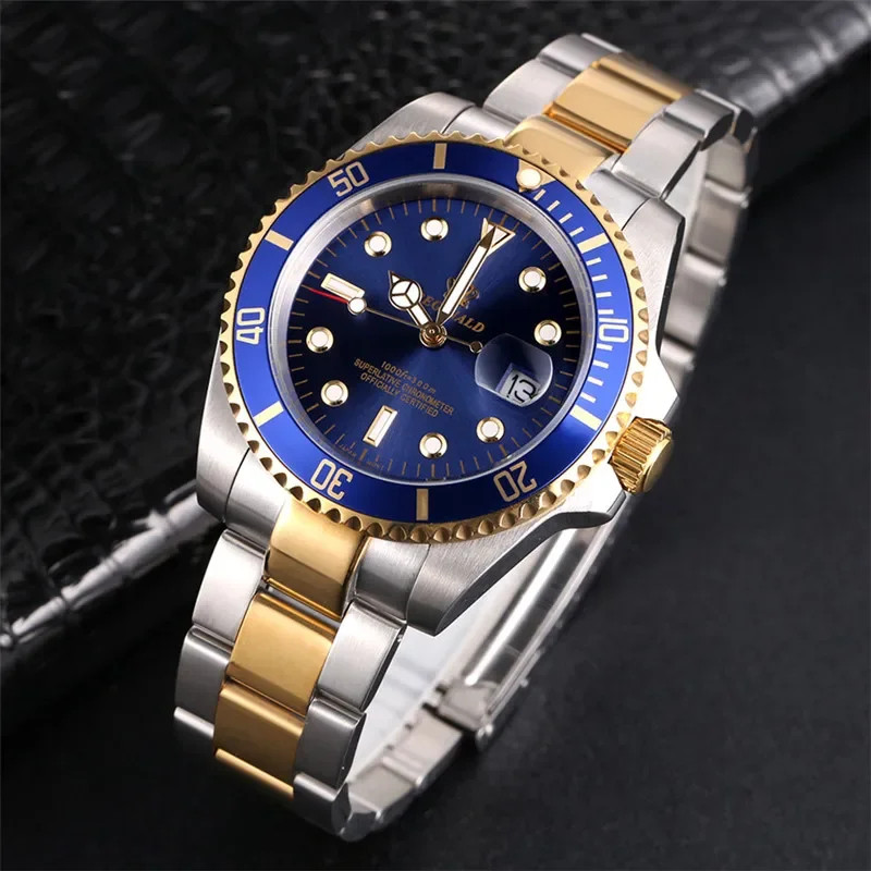 Men’s Sport Watch Rotatable Bezel GMT Sapphire Date Stainless Steel reloj hombre
