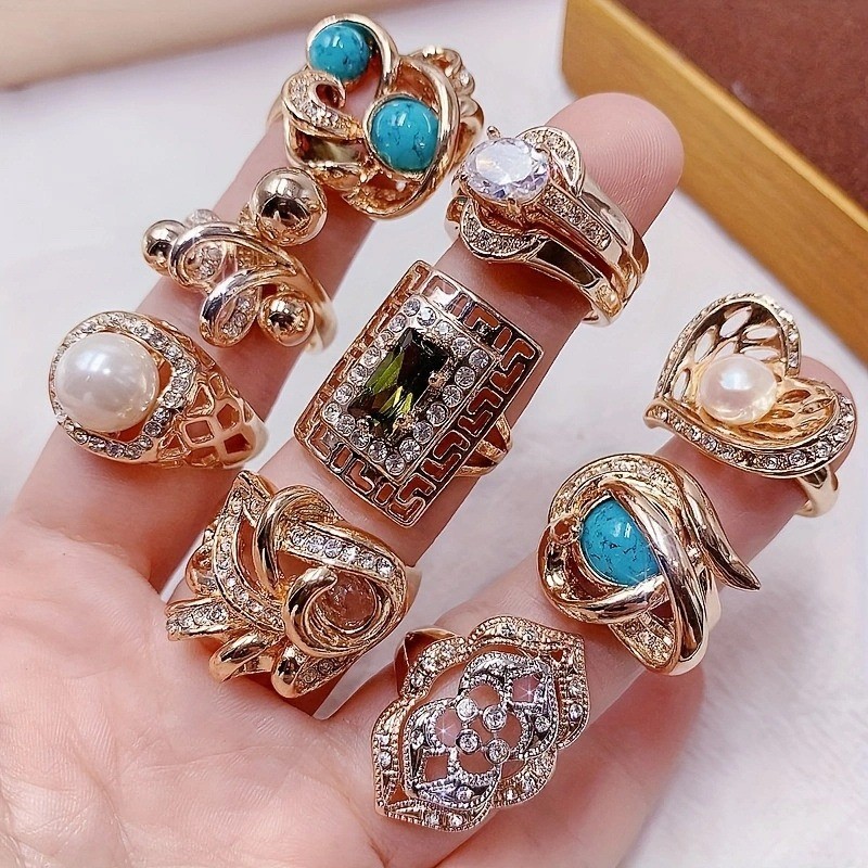 Wholesale 36pcs Rings Mixed Bulk Finger Rings Gemstones Crystal Jewelry Lot Boho
