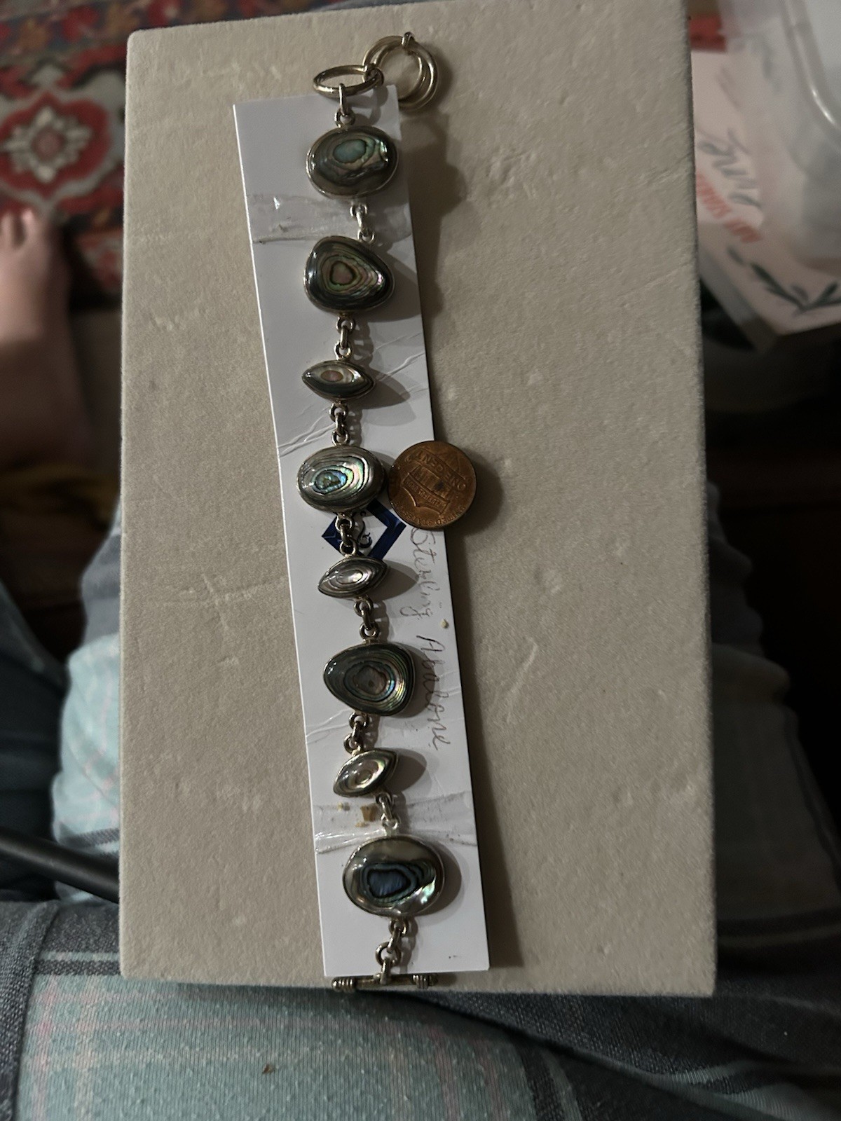 Abalone & Sterling Silver Bracelet handmade in Thailand Stunning!