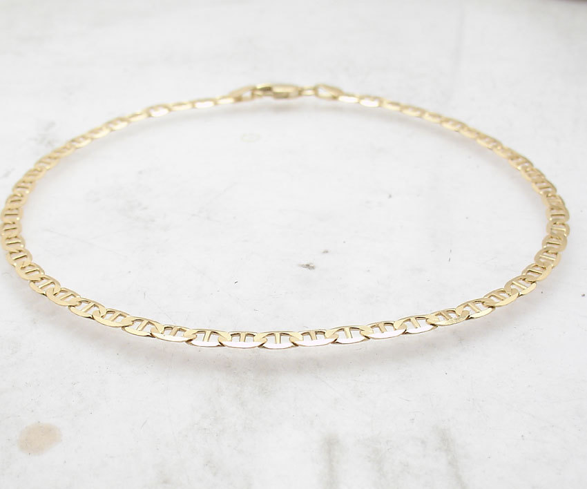 9″Link Anchor Chain Ankle Bracelet Anklet Solid Real 14K Yellow Gold 3MM