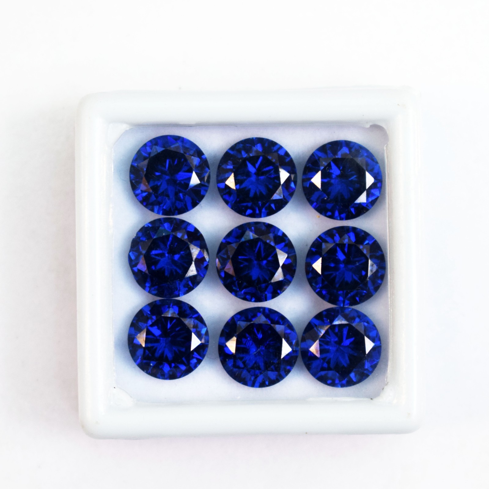 40 CT Flawless Royal Blue Sapphire Round Cut Certified Loose Gemstone 9 Pcs Lot