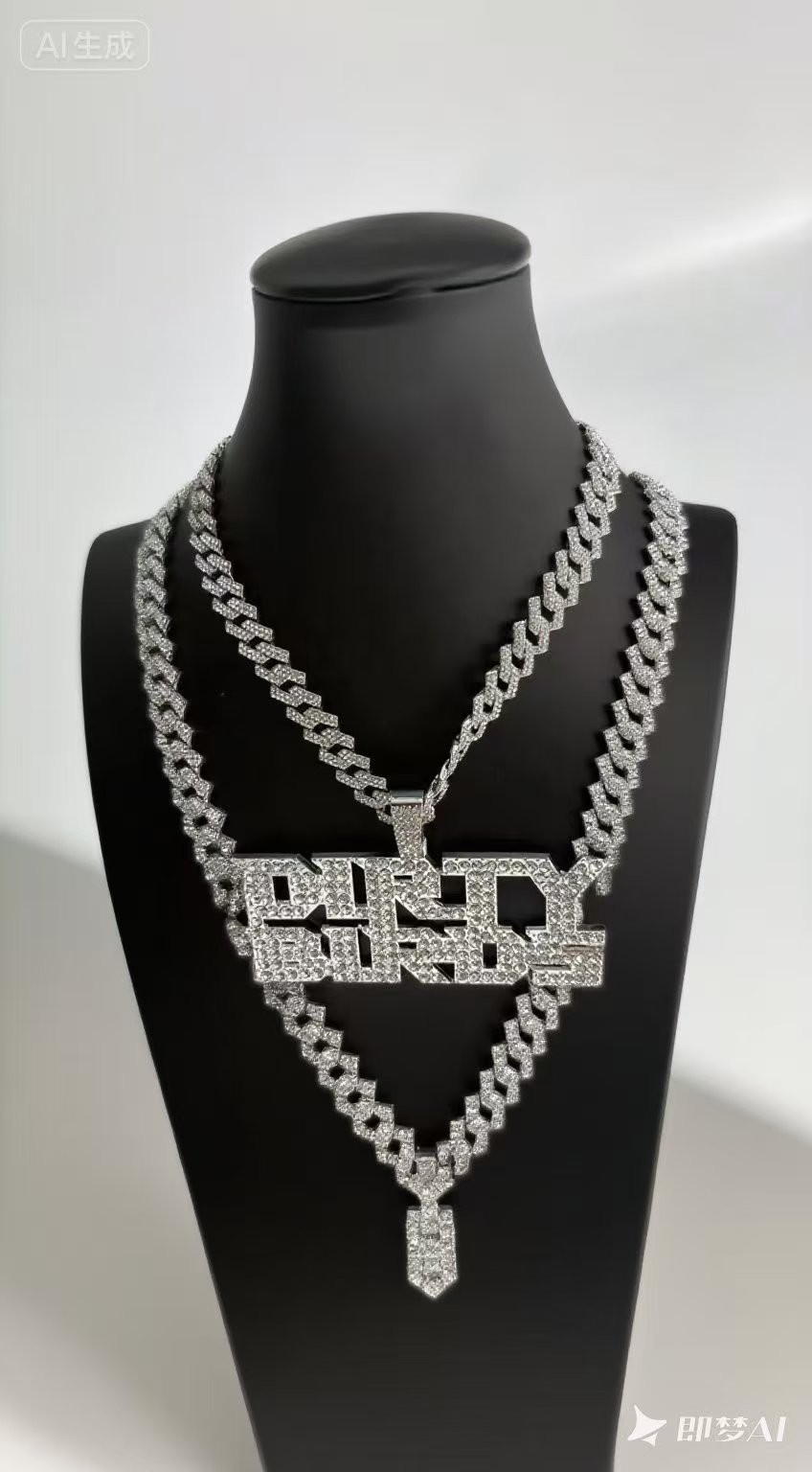 HipHop Iced DIRTY BIRDS Letter Pendant Necklace Crystal CZ Chain Fashion Jewelry
