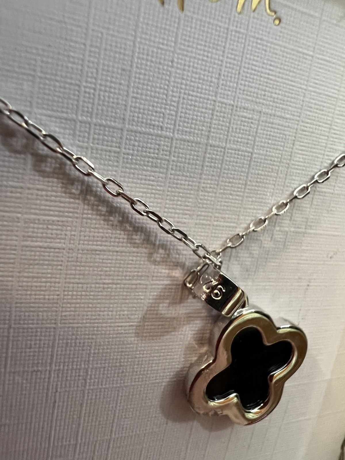 Isabella M Sterling Silver Cubic Zirconia Necklace clover shape pendant NIB