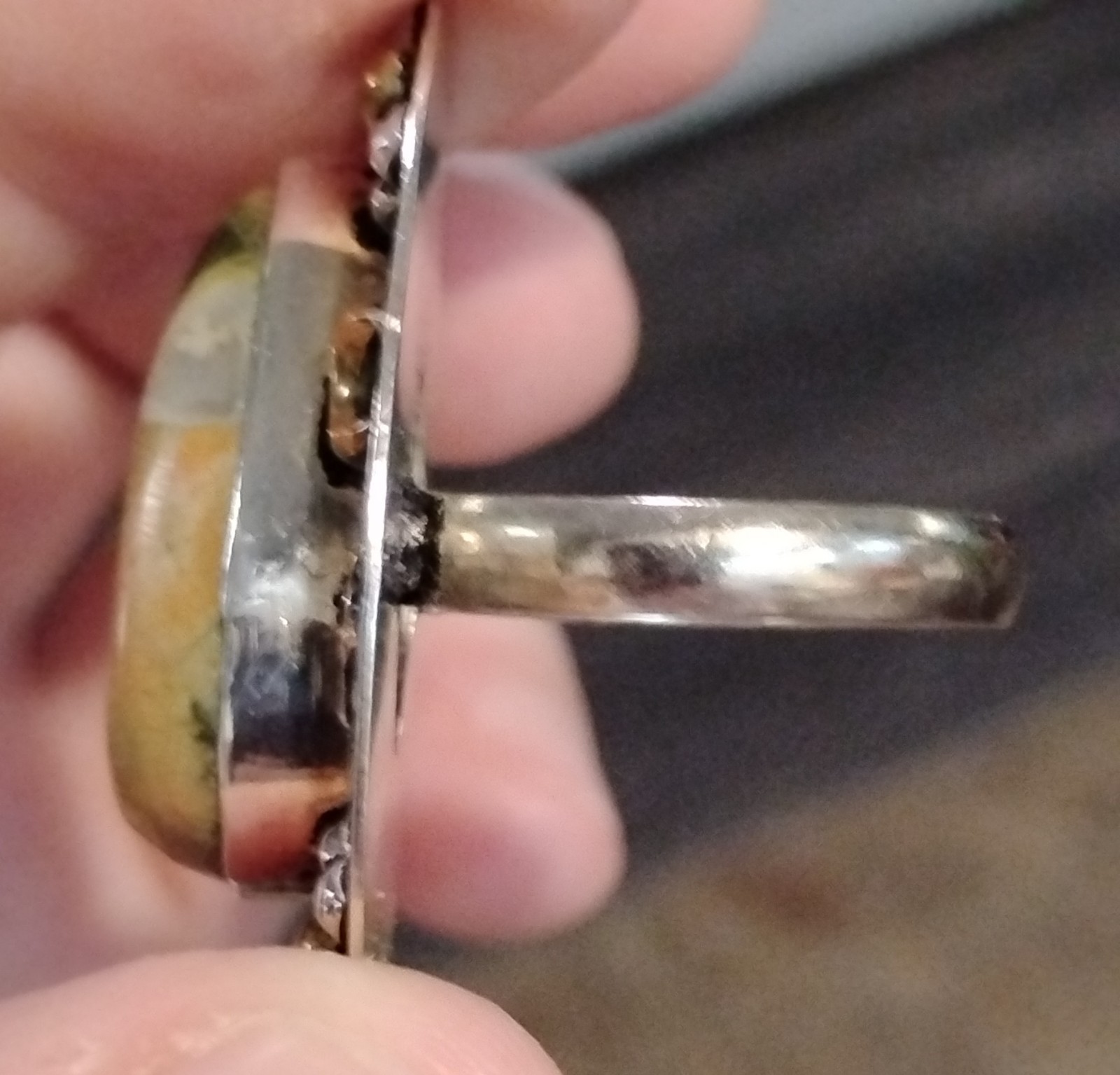 Sterling Silver Copper Color Rhyolite Celestial Ring Size 10