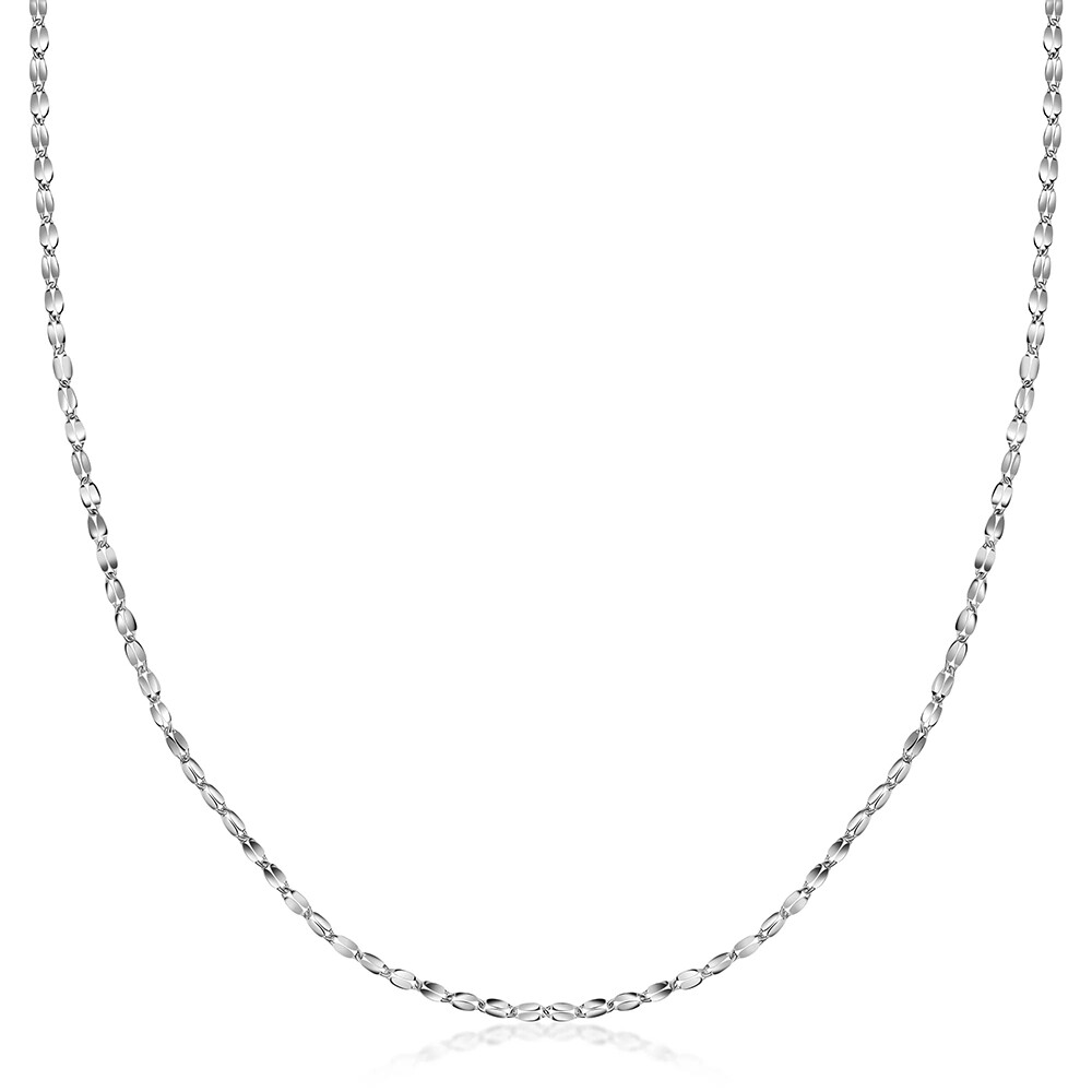 14K White Gold 2mm Diamond Cut Mirror Chain Necklace