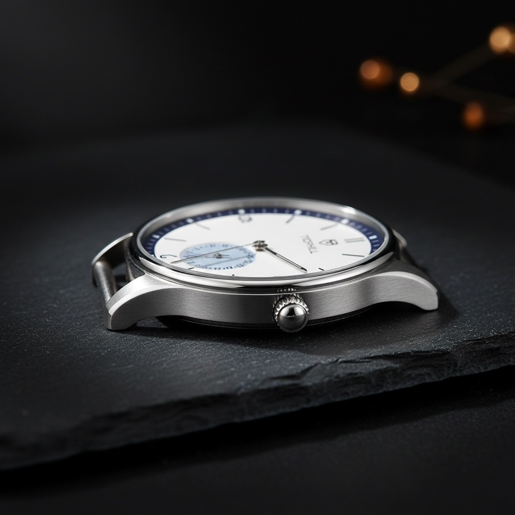 TOPHILL Bauhaus Quartz Watch — Minimalist Ultra-Thin Case, Slate & Crown