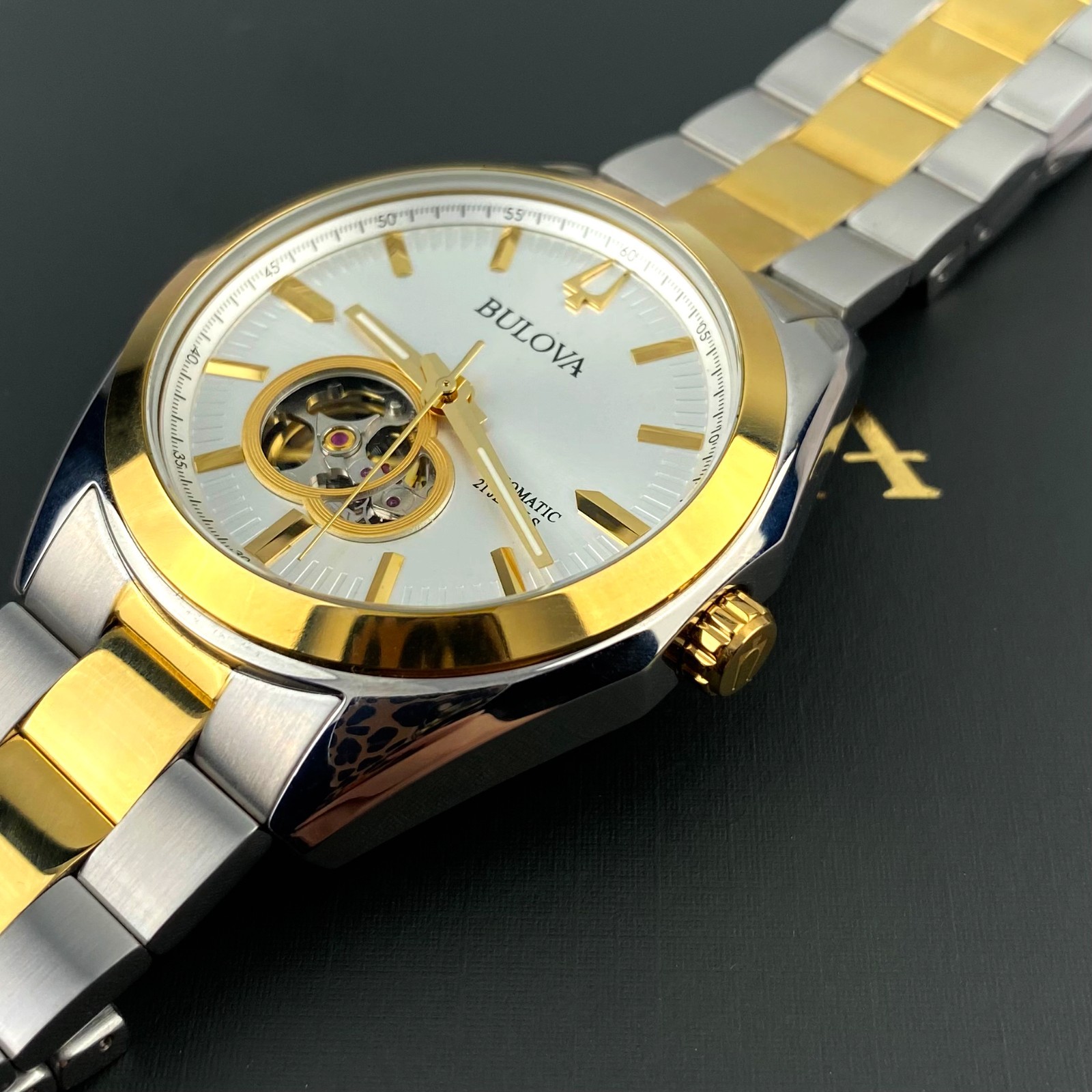 Bulova Surveyor 98A284 Automatic 42mm Silver Tone Dial Gold/Silver Men’s Watch
