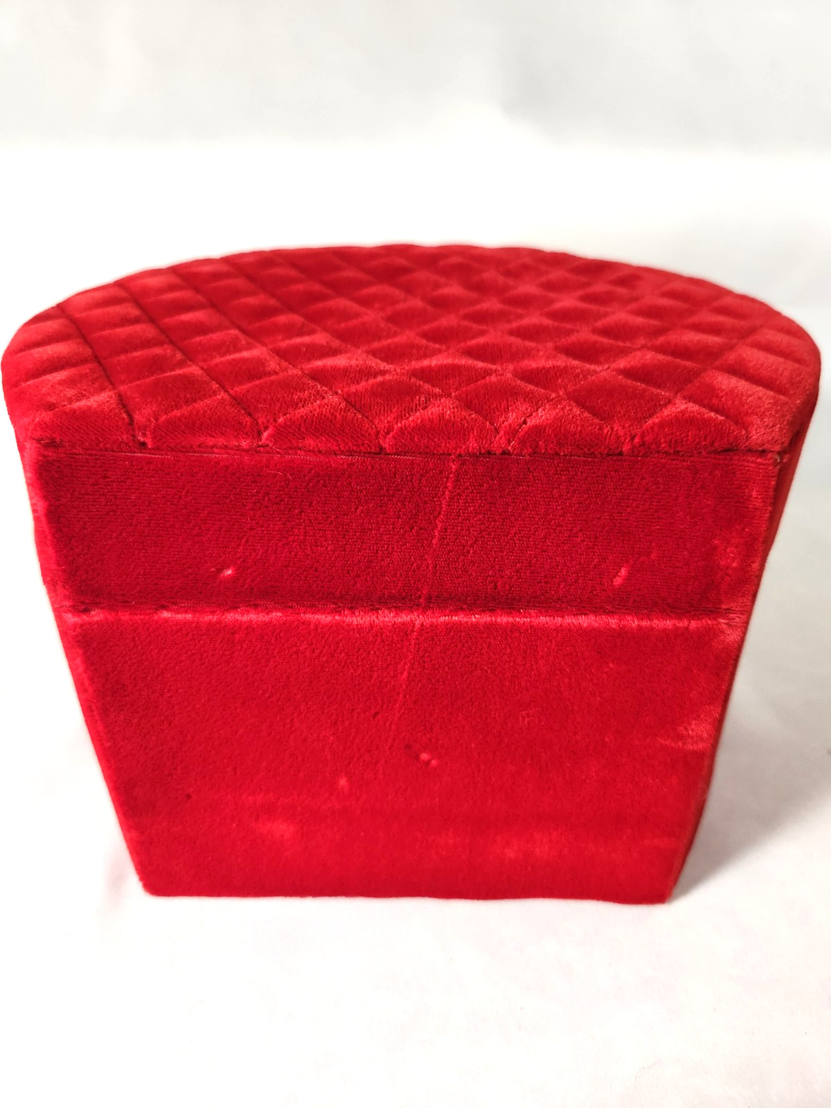 Vintage Lazarus Red Velvet Ornate Gold Closure 8.5×7.5″ Jewelry/Keepsake Box