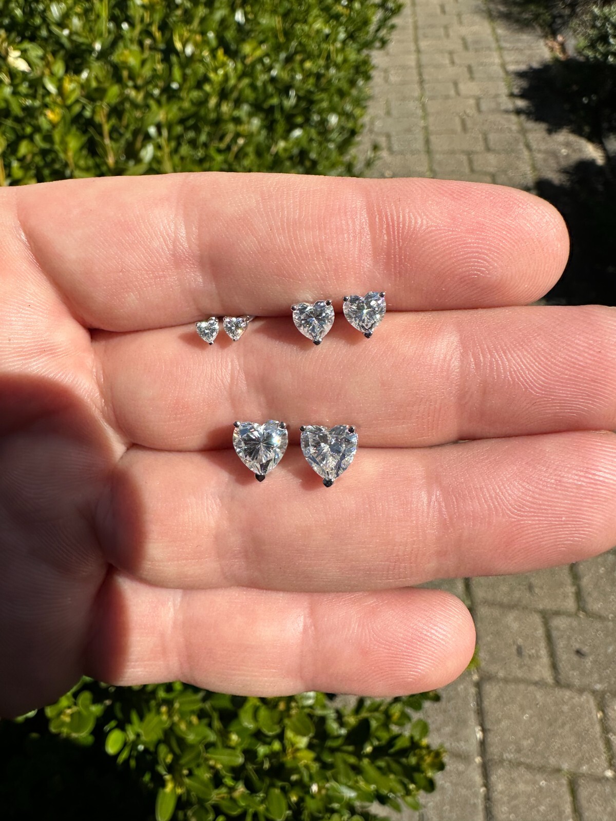 Real Moissanite Solitaire Stud Earrings Heart Shaped Fancy Cut 925 Silver 3-7mm